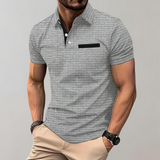 Liam | Waffelstrick-Poloshirt mit auffälliger Kontrastfarbe – Hellgrau