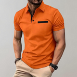 Liam | Waffelstrick-Poloshirt mit auffälliger Kontrastfarbe – Orange