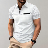 Liam | Waffelstrick-Poloshirt mit auffälliger Kontrastfarbe – Weiß