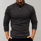 Warmer herrenpullover mit reißverschluss – Schwarz