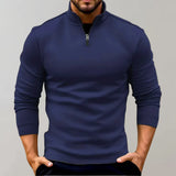 Warmer herrenpullover mit reißverschluss – Marineblau
