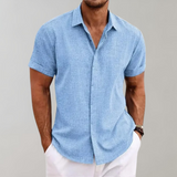 Lucas | Sommerliches Kurzarmhemd mit feiner Struktur – Blau