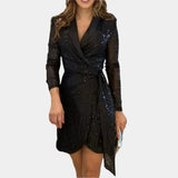 Sofia Elegante Wickelkleid – Schwarz