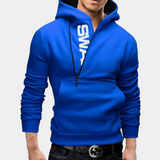 Neil - eleganter herren-hoodie mit seitlichem reißverschluss für einen trendigen look – Blau