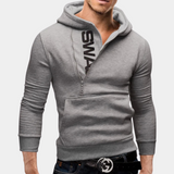 Neil - eleganter herren-hoodie mit seitlichem reißverschluss für einen trendigen look – Hellgrau