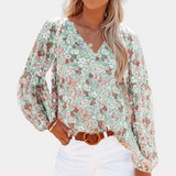 Damenbluse – Baumwollmix – Blumenmuster – Puffärmel – Sommerdesign – Gemüse