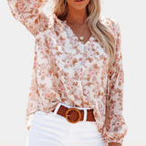 Damenbluse – Baumwollmix – Blumenmuster – Puffärmel – Sommerdesign – Weiß