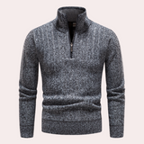 Warmer herrenpullover mit rollkragen und reißverschluss – Dunkelgrau