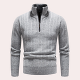 Warmer herrenpullover mit rollkragen und reißverschluss – Hellgrau