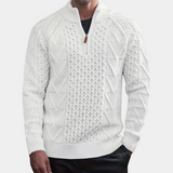 Modischer herren-strickpullover mit reißverschluss – Weiß