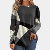 Lässiges damen-t-shirt mit langen armeln – Grau