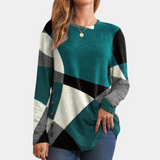 Lässiges damen-t-shirt mit langen armeln – Grün