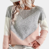 Stylischer strickpullover für damen – Rosa-Grau