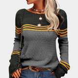 Trendiger colorblock-streifenpullover für damen – Grau