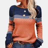 Trendiger colorblock-streifenpullover für damen – Orange