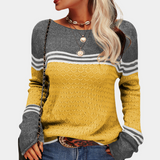 Trendiger colorblock-streifenpullover für damen – Gelb