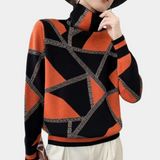 Agnese – eleganter rollkragenpullover für damen – Schwarz orange