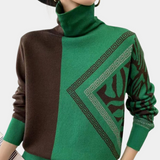 Agnese – eleganter rollkragenpullover für damen – Grün braun
