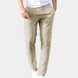 Herren Gerades Bein mit Seitentaschen Leinenhose – Khaki