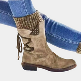 Trendige damen-schneestiefel – Khaki