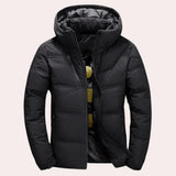 Warme herrenjacke mit kapuze – Schwarz