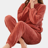 Warmer Fleece Damenpyjama - Elina – Rot