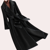 Izabela | Eleganter langer Damenmantel – Schwarz