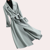 Izabela | Eleganter langer Damenmantel – Cyan