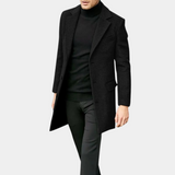 Stilvoller langer herrenmantel für einen eleganten look – Schwarz