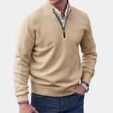 Stylischer pullover mit reißverschluss für herren – Beige