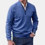 Stylischer pullover mit reißverschluss für herren – Blau