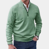 Stylischer pullover mit reißverschluss für herren – Grün