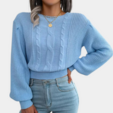 Gestrickter damenpullover mit muster – Blau