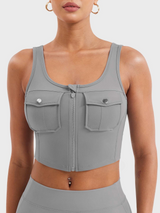Vexoro | Atmungsaktives Tanktop Damen für Sommer Fitness – Hellgrau