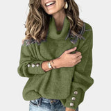 Gestrickter rollkragenpullover für damen – Armeegrün