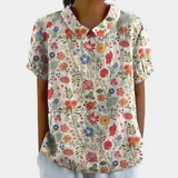 Lebendiges Blusenshirt für Frauen | Kurzarm – Aprikose