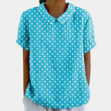 Lebendiges Blusenshirt für Frauen | Kurzarm – Hellblau