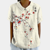 Lebendiges Blusenshirt für Frauen | Kurzarm – Weiß
