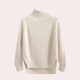 Catalina – stylischer gestrickter rollkragenpullover für damen – Weiß