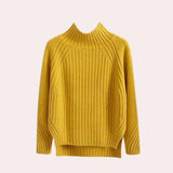 Catalina – stylischer gestrickter rollkragenpullover für damen – Gelb