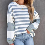 Safran – gestreifter pullover mit überschnittenen schultern für damen – Gestreift