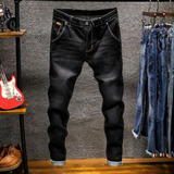 Herren Lang Jeans mit Taschen – Schwarz