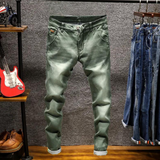 Herren Lang Jeans mit Taschen – Dunkelgrün