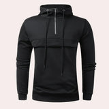 Nikita – lässiger herren-hoodie mit halbem reißverschluss – Schwarz
