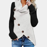 Liselotte – asymmetrischer pullover mit knöpfen für damen – Schwarz