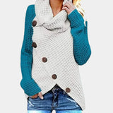 Liselotte – asymmetrischer pullover mit knöpfen für damen – Blau
