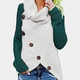 Liselotte – asymmetrischer pullover mit knöpfen für damen – Grün