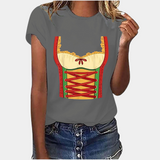Damen T-Shirt mit Oktoberfest-Bedrucken | Kurzarm – Grau