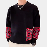 Cosmin – moderner herrenpullover mit tribal-design – Schwarz