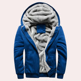 Kari - warme plüsch-kapuzenjacke für männer – Blau